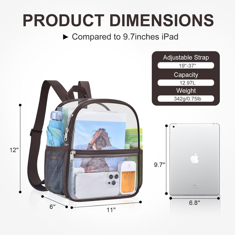 USPECLARE Clear Backpack Stadium Approved 12X11x6, Waterproof Clear Bag Stadium Backpack for Concert Work Sport Event - Image 2